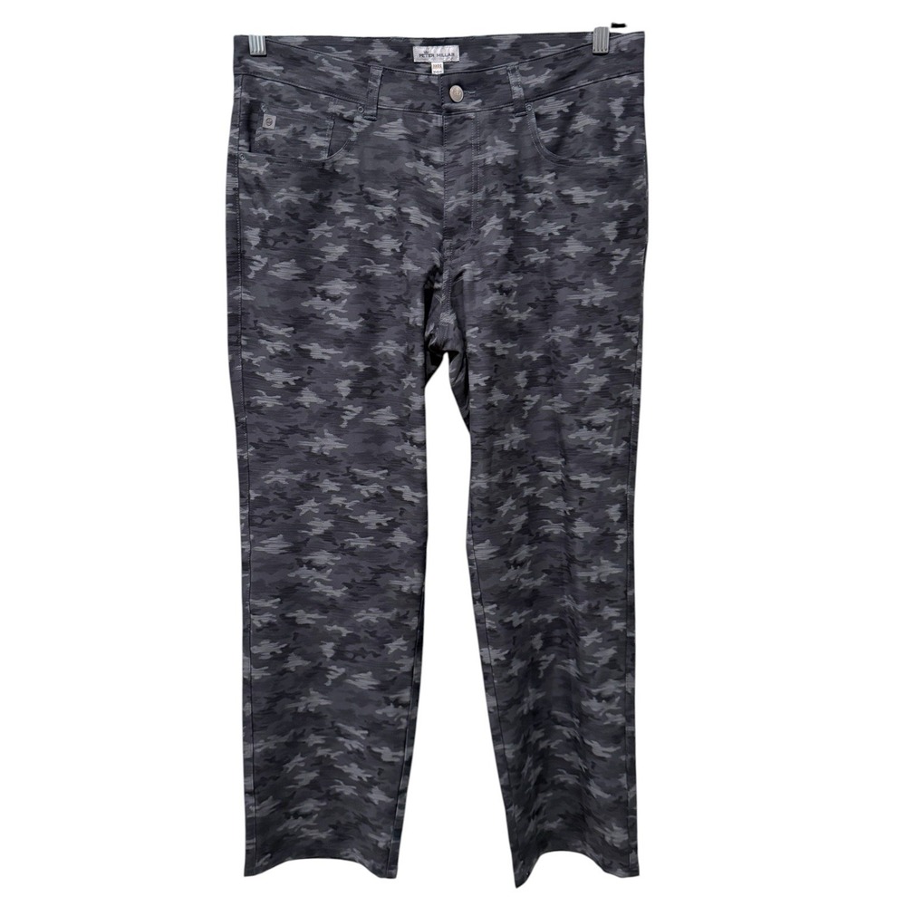 Peter Millar Pants Mens 33x32 Iron Camo Golf Performance Chino Athletic Gray
